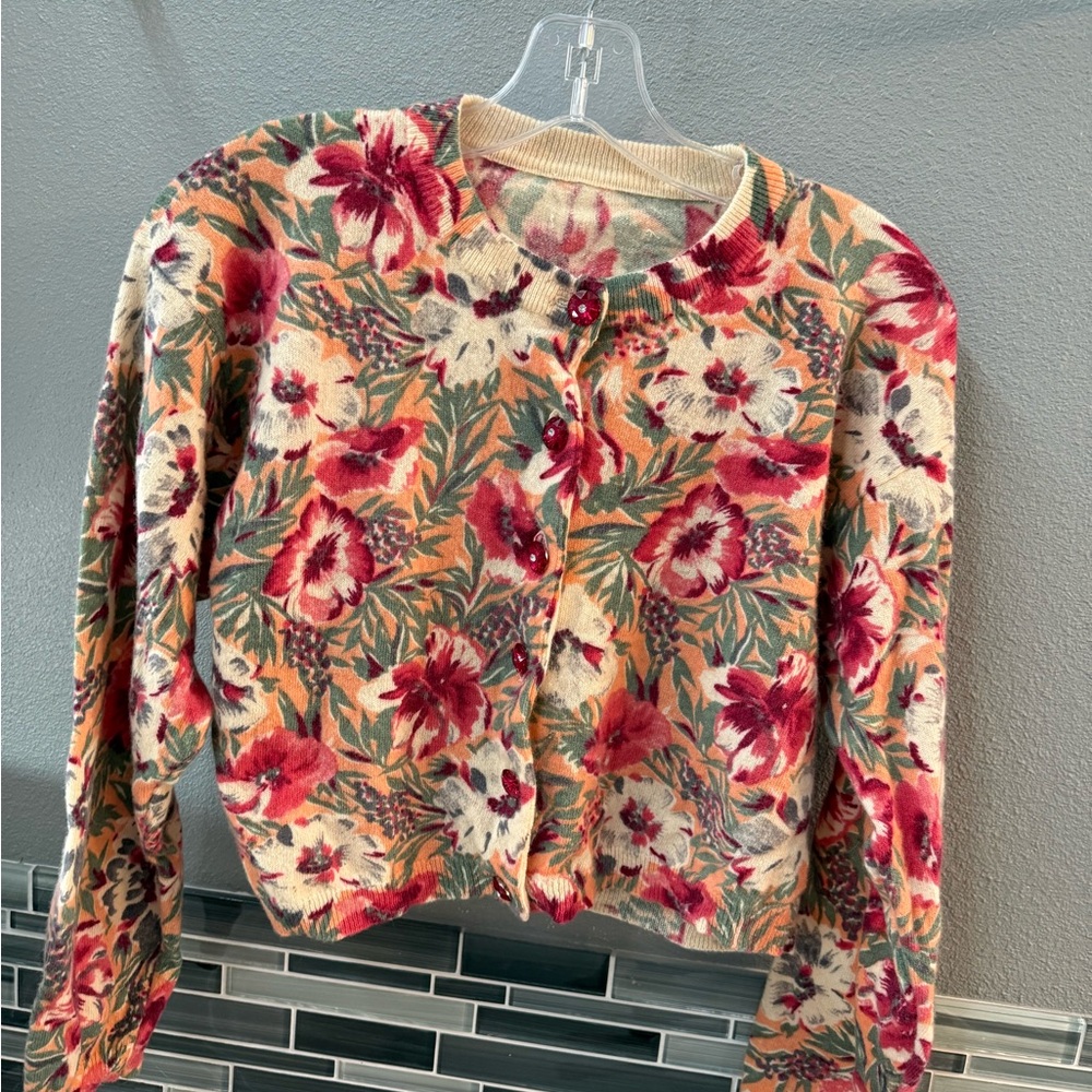 Source Unknown Floral Button Down Shirt - Red, Green, Cream